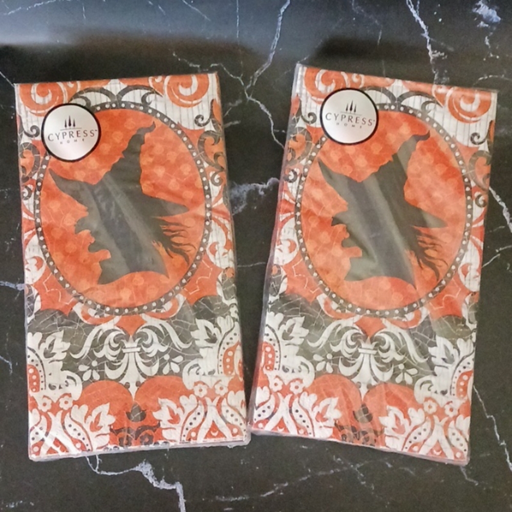 2 Halloween Paper Guest Towels, Spooky Witch Silhouette 15 Count By Cypress Home